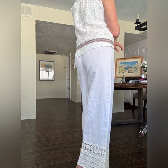 Chico’s Crochet Hem Linen Pants – Optic White – Size O (Regular)✨ - Picture 11 of 16